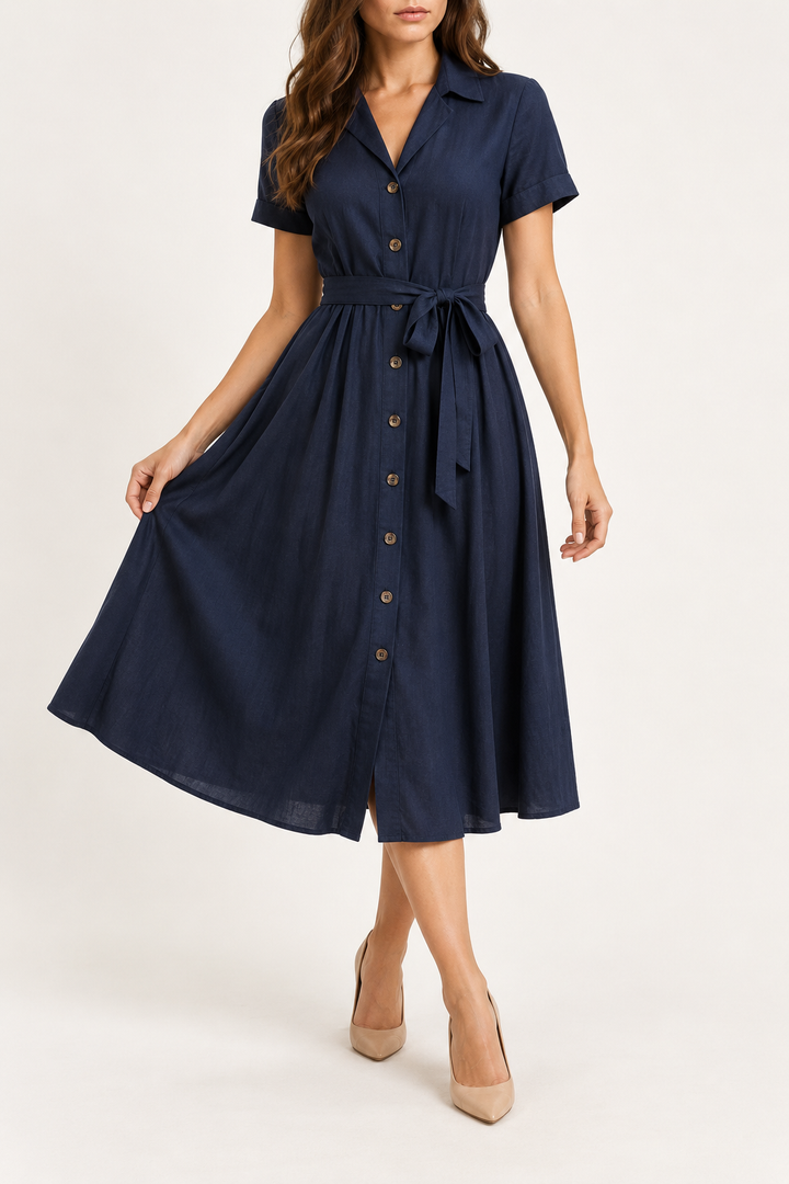 Mia Belted Shirt Midi Dress