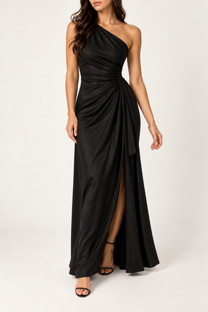 Ava Ruched One Shoulder Maxi Dress
