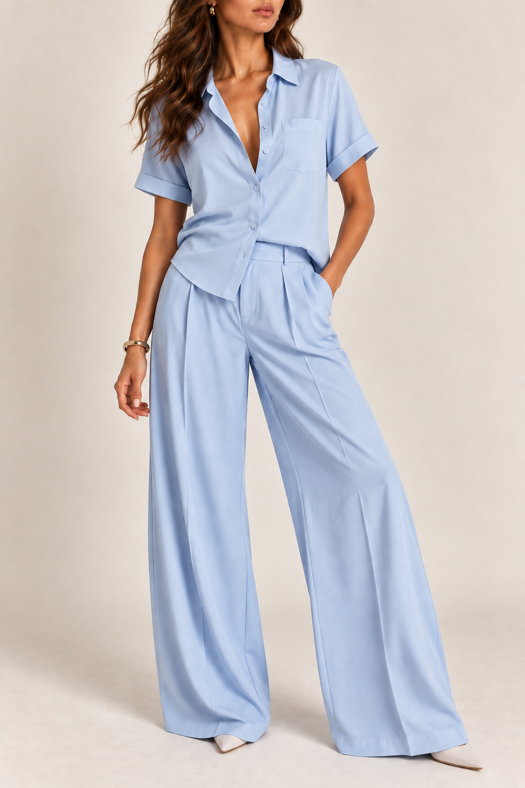 Sophie Short Sleeve Wide Leg Set