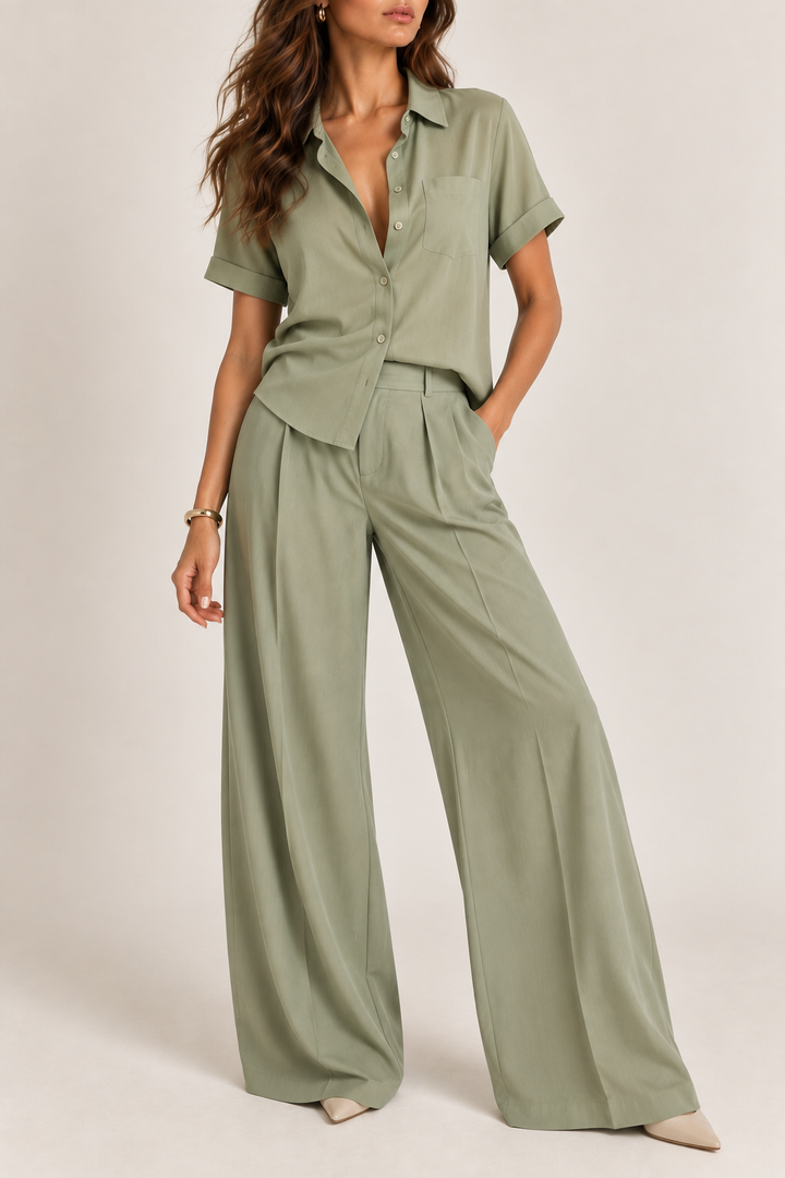 Sophie Short Sleeve Wide Leg Set