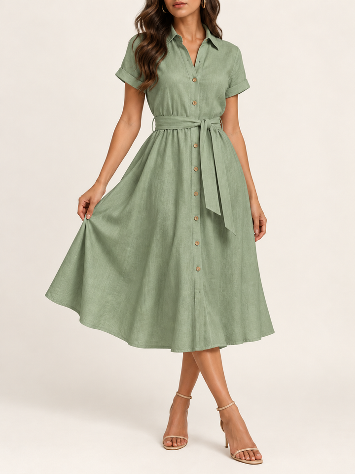 Mia Belted Shirt Midi Dress