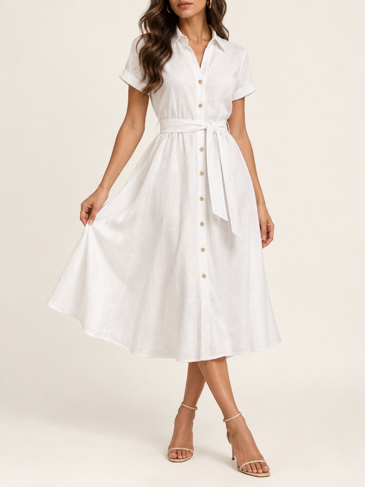 Mia Belted Shirt Midi Dress