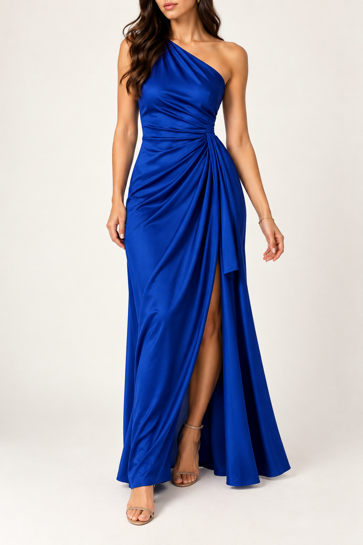 Ava Ruched One Shoulder Maxi Dress